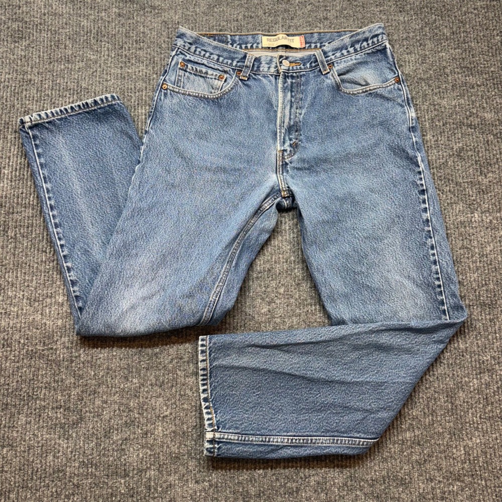 Levi's 505 Mens 34x32 34x31 Straight Leg Jeans Medium Stonewash 90s Vintage‎